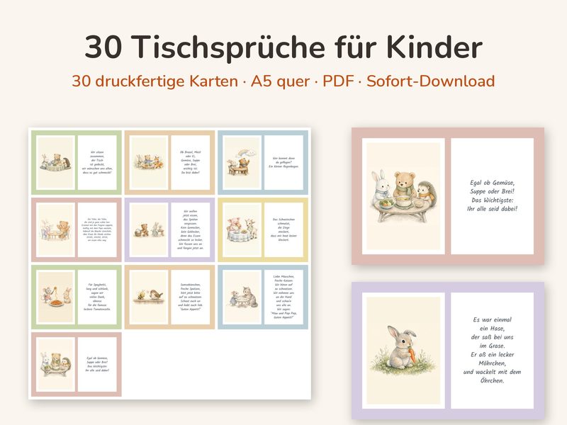 Tischspruch-Kartenset mit 30 Karten