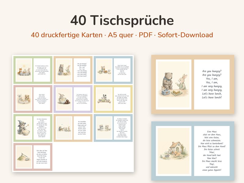 Tischspruch-Kartenset mit 40 Karten