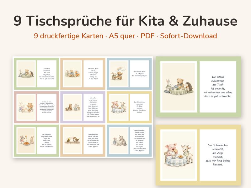 Tischspruch-Kartenset mit 9 Karten
