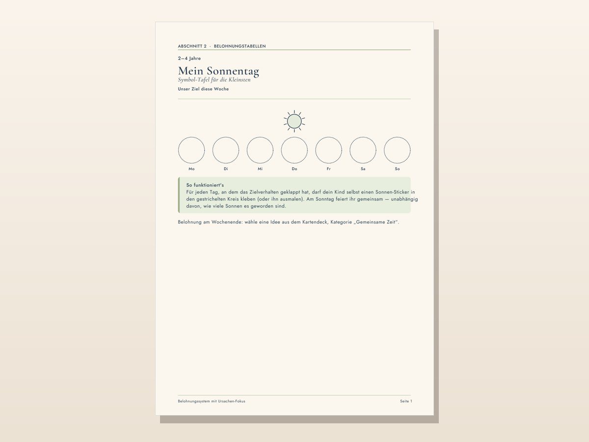 Belohnungssystem mit Eltern-Guide – Belohnungstafel 2–4 Jahre