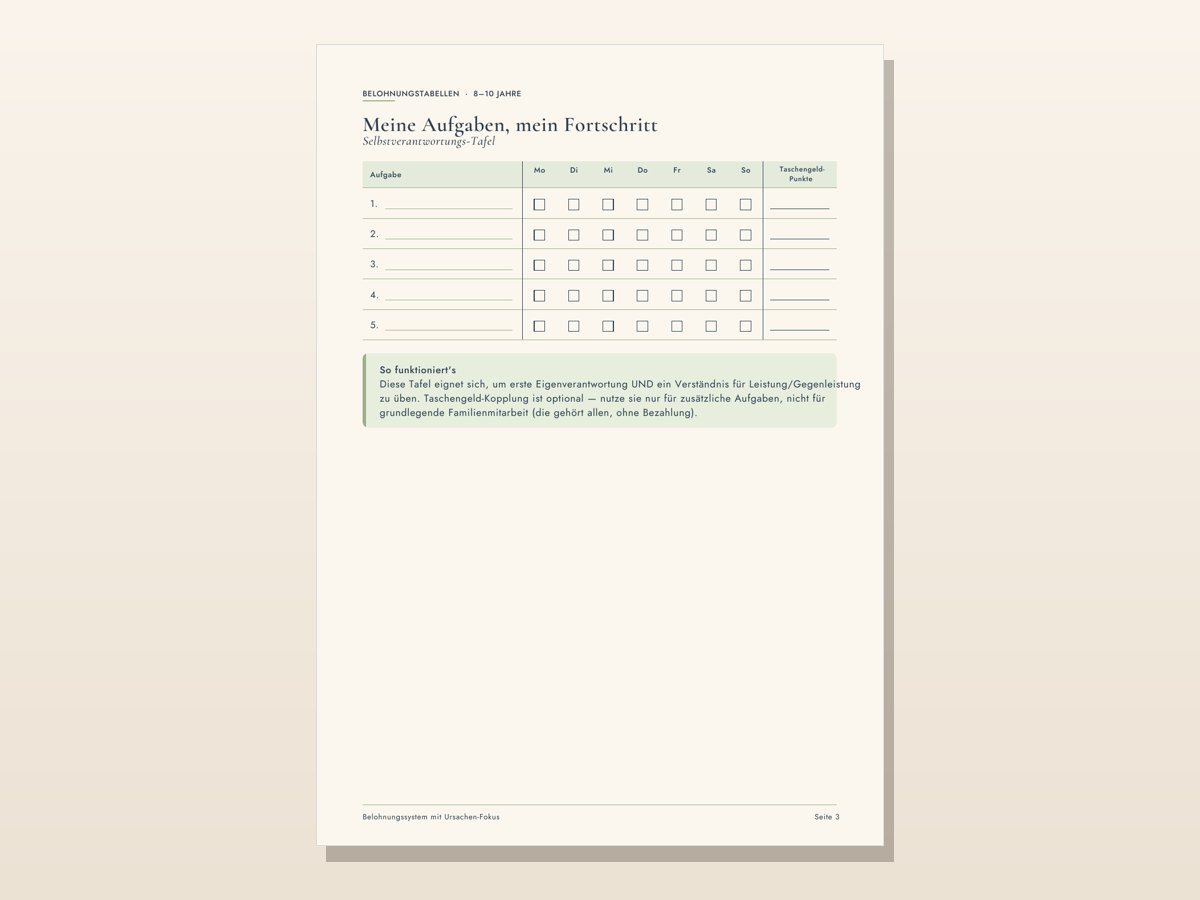 Belohnungssystem mit Eltern-Guide – Tafel 8–10 Jahre