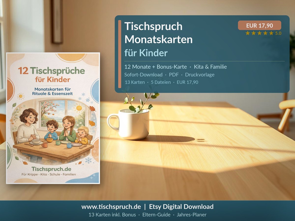 Jahreskompass Mockup: Monatskarte auf dem Frühstückstisch
