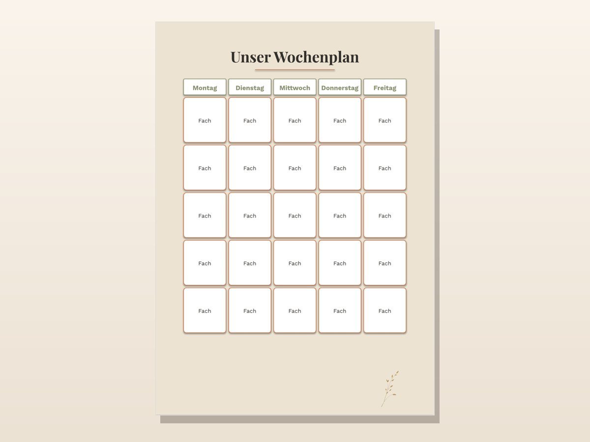 Modulares Klassenzimmer-Set – Wochenplan